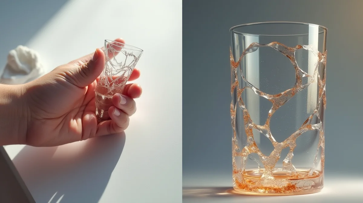 Proceso de diseño de un vitral: boceto a mano alzada junto a un renderizado 3D digital, mostrando la evolución del concepto